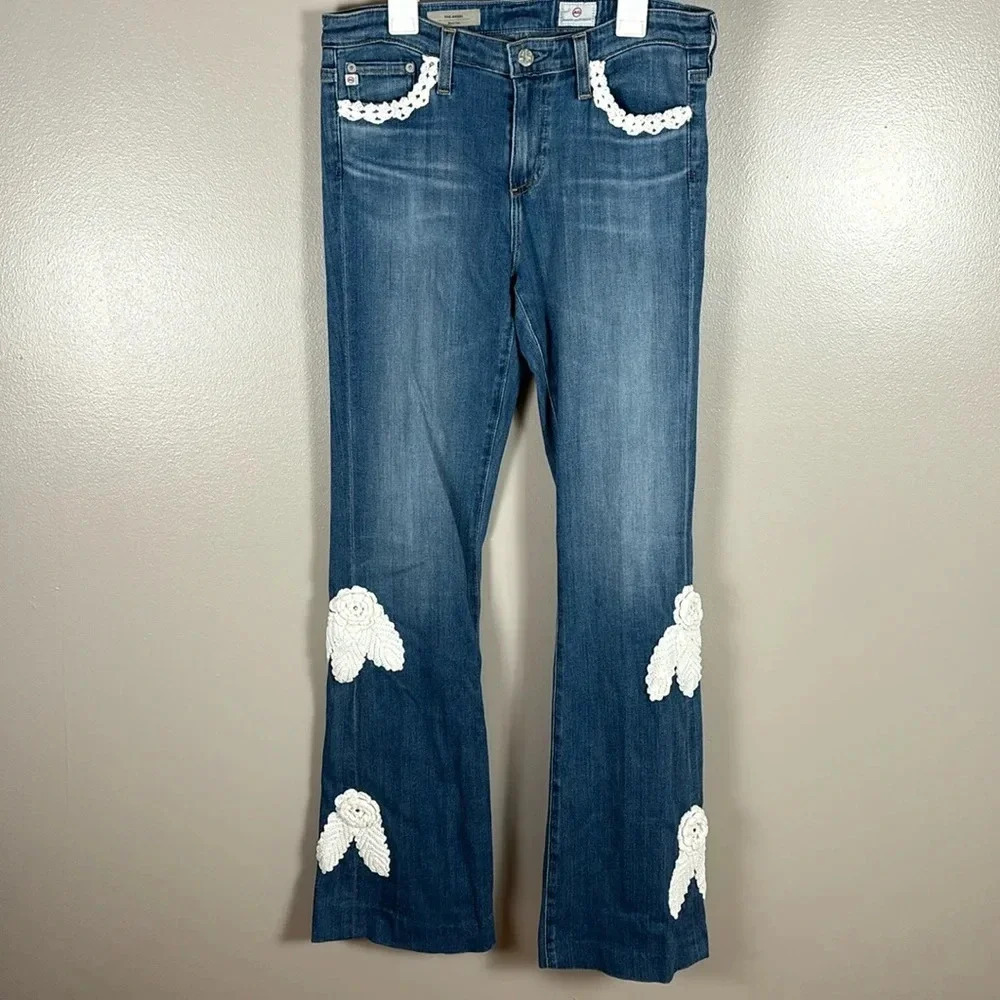 AG Adriano Goldschmied The Angel Bootcut Jeans | Boho Floral Denim Size 28R